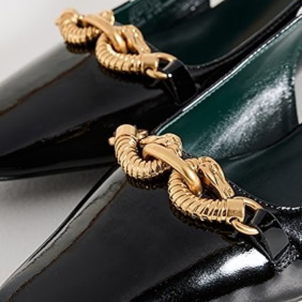 NIB$378 Tory Burch Jessa Horse-Bit Chain Point Toe Slip-On Slingback Pumps 5 - Picture 3 of 16